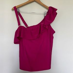 Time & Tru One Shoulder Swim Top Sz 1X (16W-18W) NWT